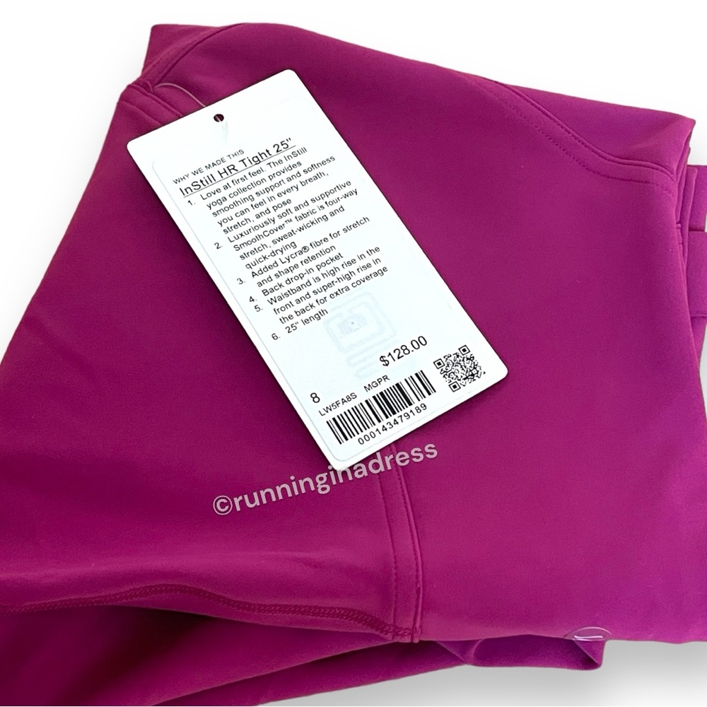 NWT Lululemon InStill HR Tight 25" In Color Magenta Purple Size 8 - Picture 13 of 14